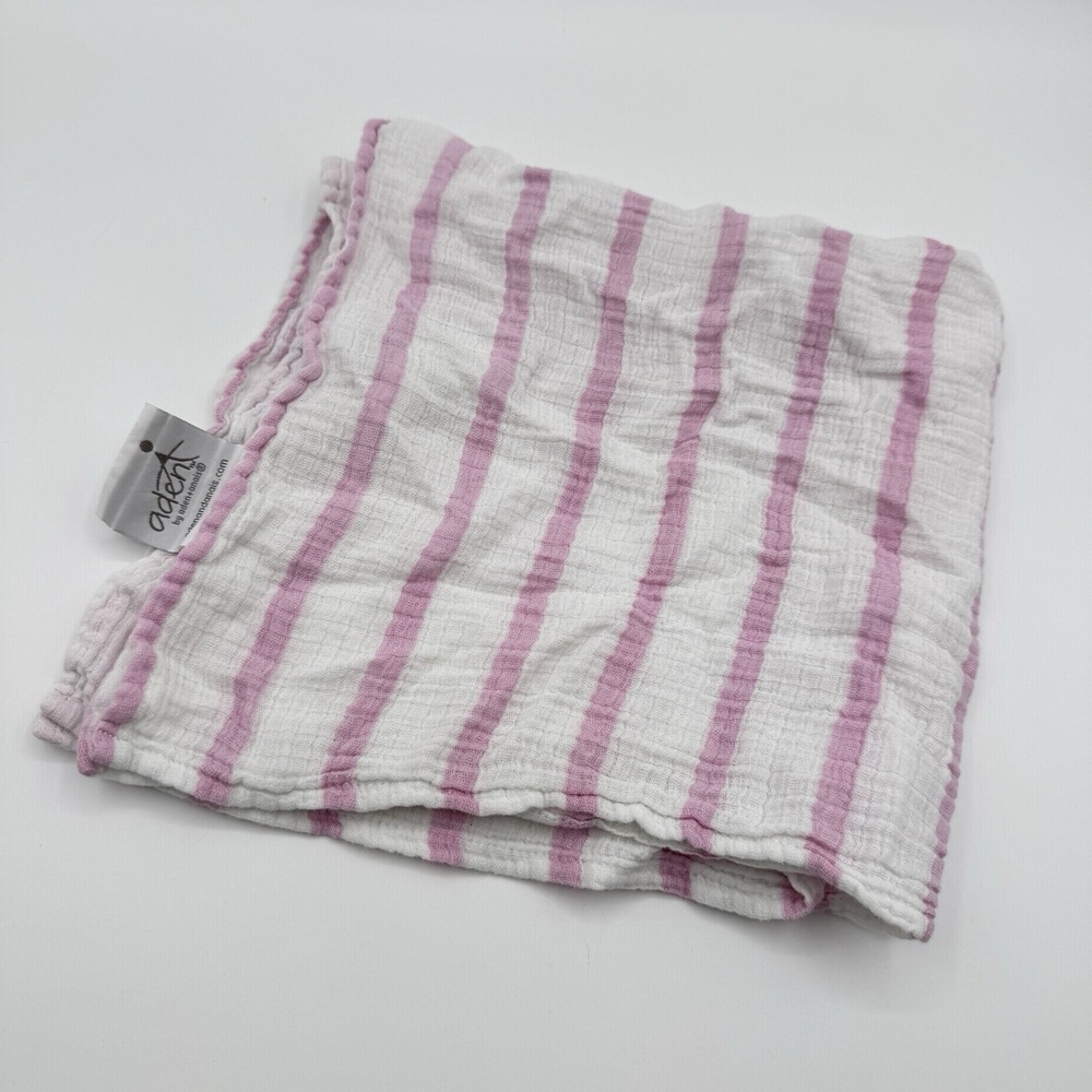 Aden + Anais Pink White Stripe Baby Lovey Security Blanket Muslin Cotton 20x20 - Picture 2 of 5